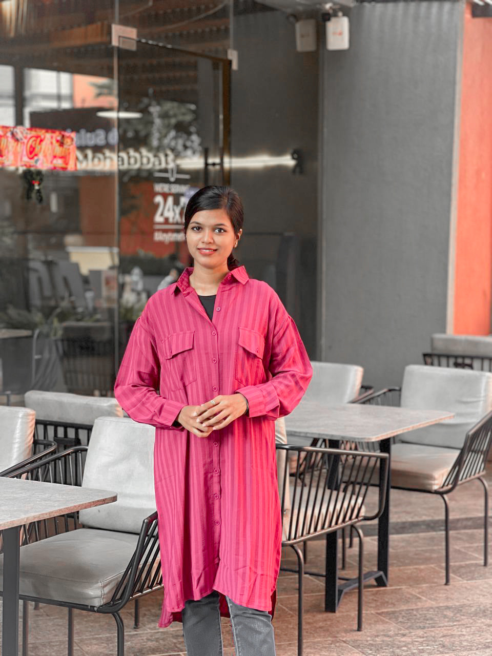Striped Long Button-Down Tunic – Elegant & Comfortable Kurta