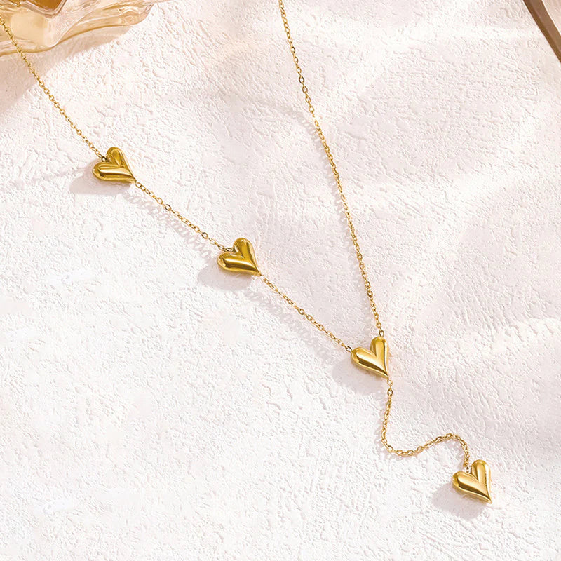Gold-Plated Anti-Tarnish Heart Themed Long Necklace