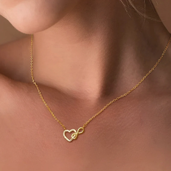 Gold-Plated Infinity Heart Pendant – Anti-Tarnish Stainless Steel