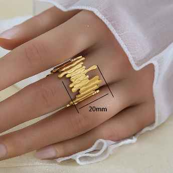 Gold-Plated Contemporary Adjustable Ring – Anti-Tarnish Stainless Steel