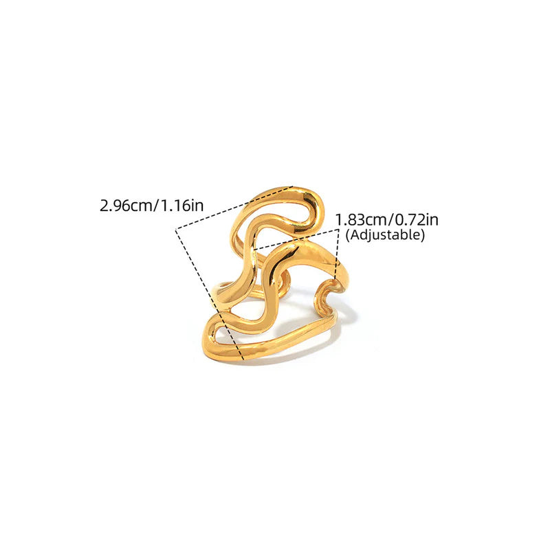 Gold Plated Anti-Tarnish Stainless Steel Irregular Contemporary Ring