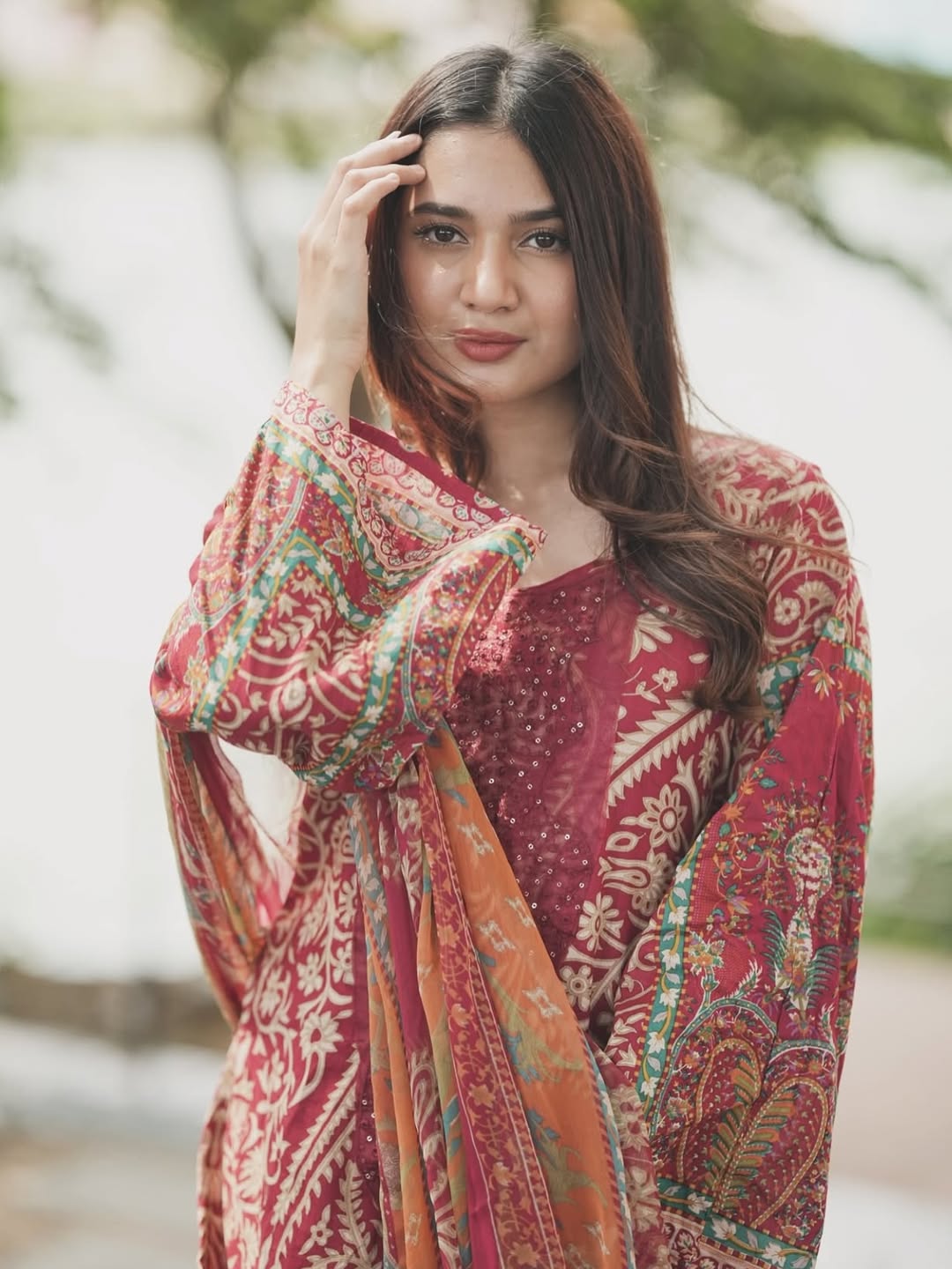 Maroon Pure Cotton Print Pakistani Suits