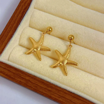 Gold-Plated Star Drop Earrings – Anti-Tarnish Stainless Steel