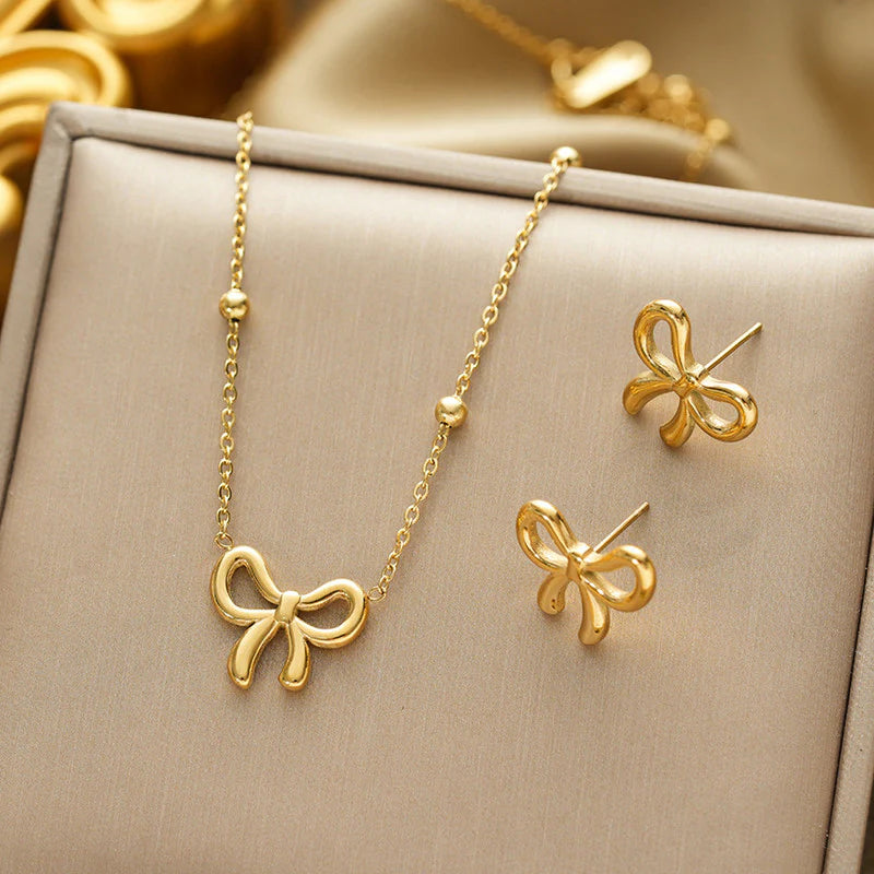 Gold-Plated Anti Tarnish Infinity Bow Pendant