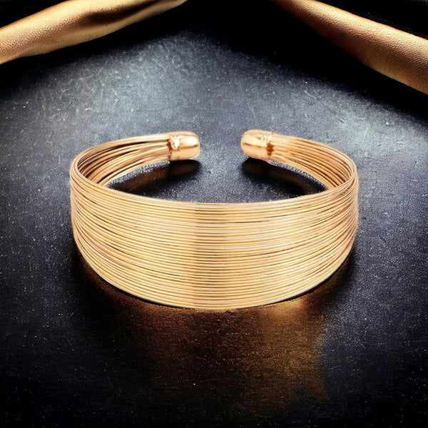 Elegant Gold-Plated Bangle Style Cuff Bracelet