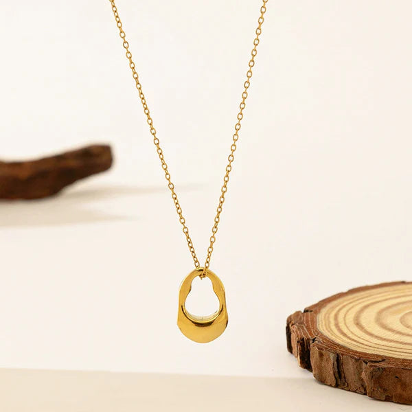 Gold Plated Anti-Tarnish Contemporary Stainless Steel Pendant Necklace