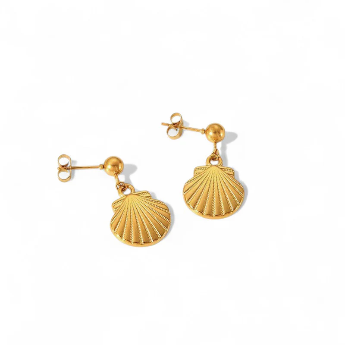 Gold-Plated Shell Drop Earrings – Anti-Tarnish Stainless Steel