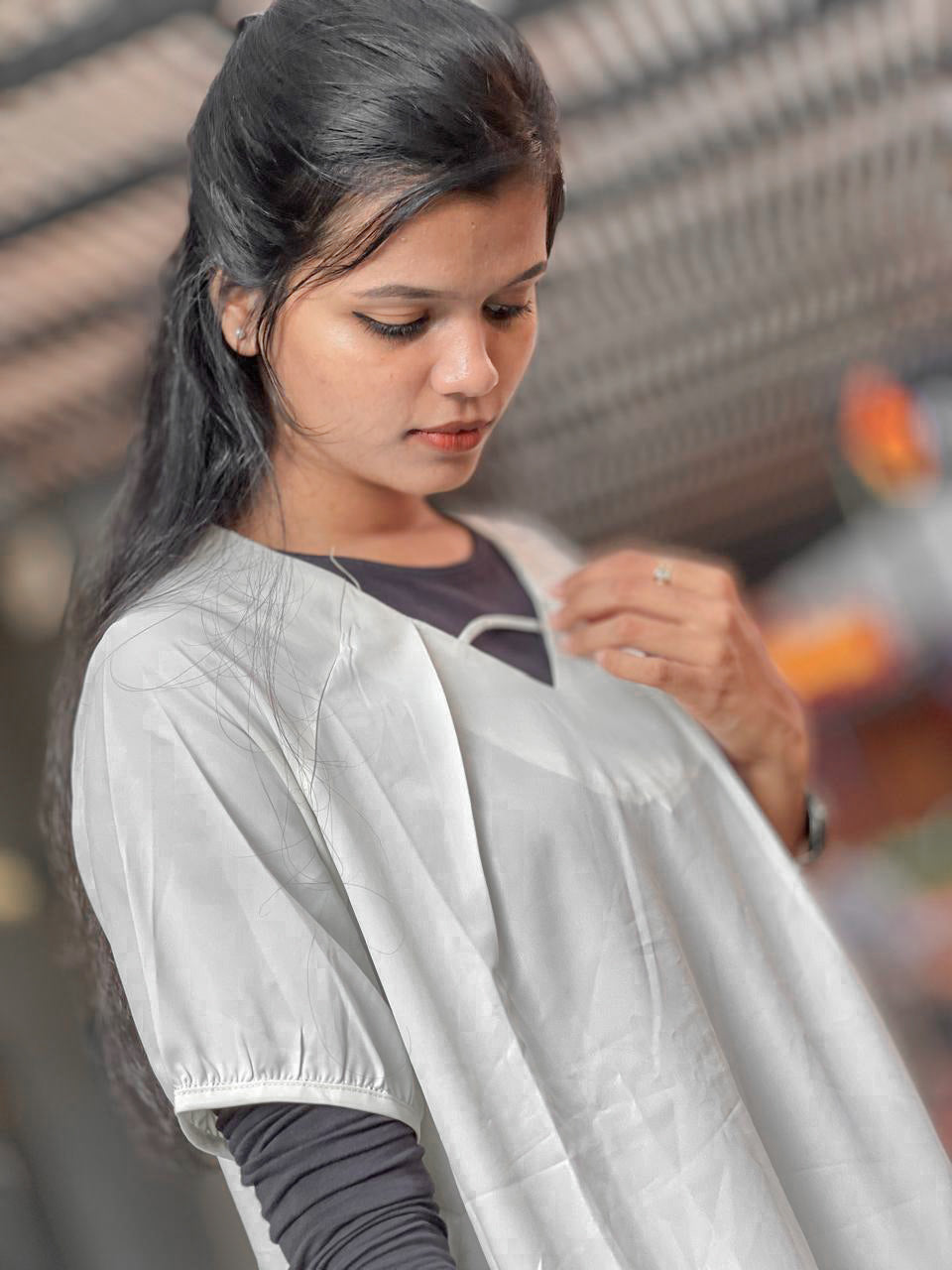 Charcoal & Ivory/White Tunic Top