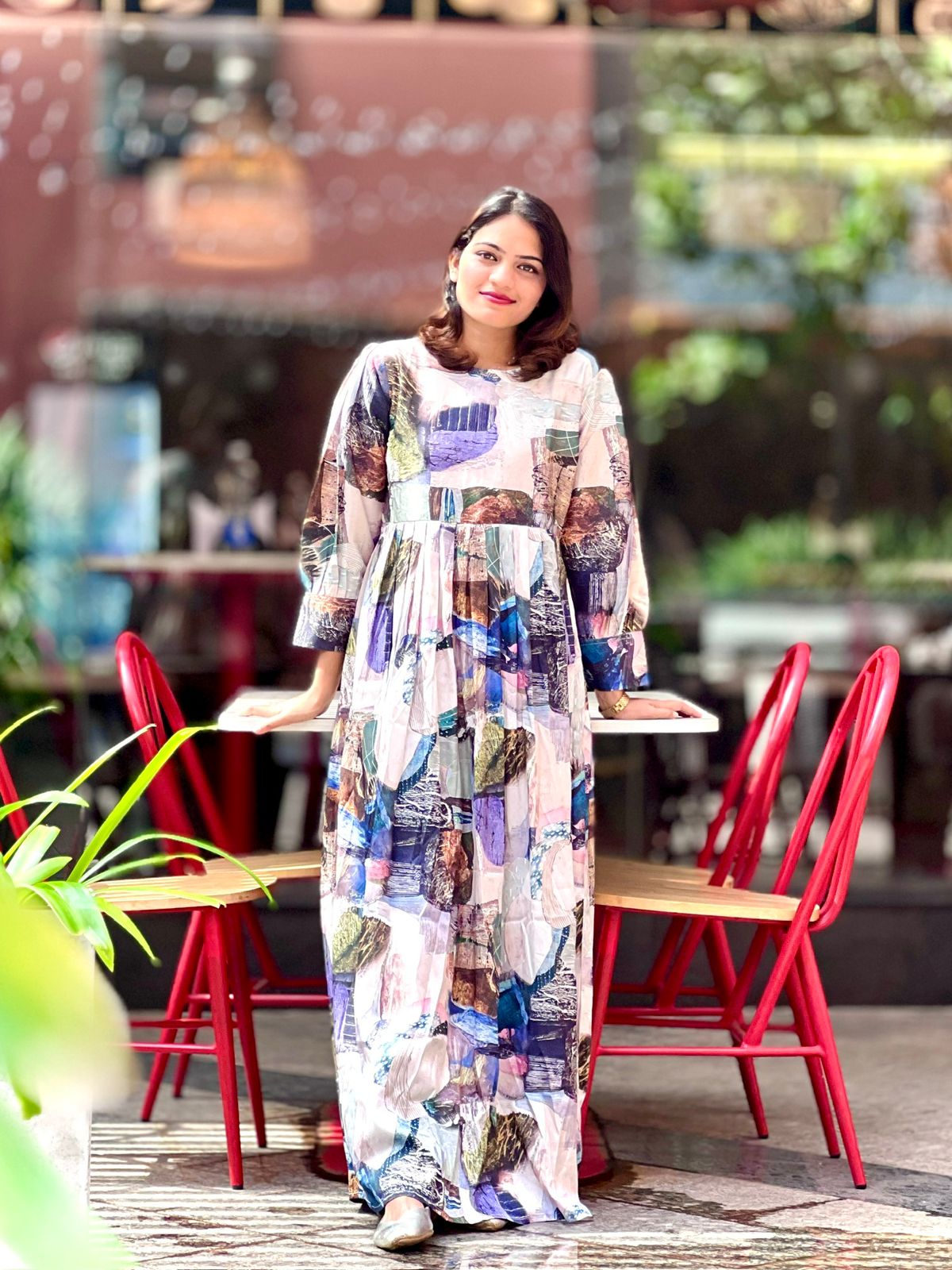 Satin Printed Maxi Dresses