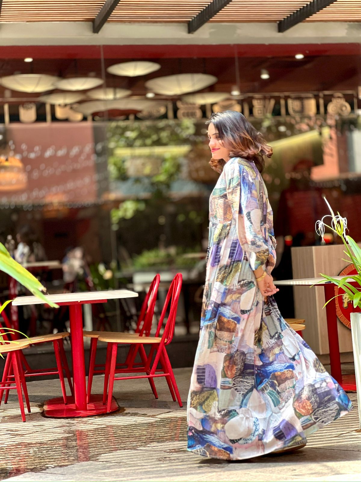 Satin Printed Maxi Dresses