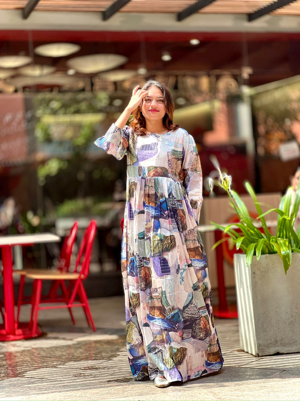 Satin Printed Maxi Dresses