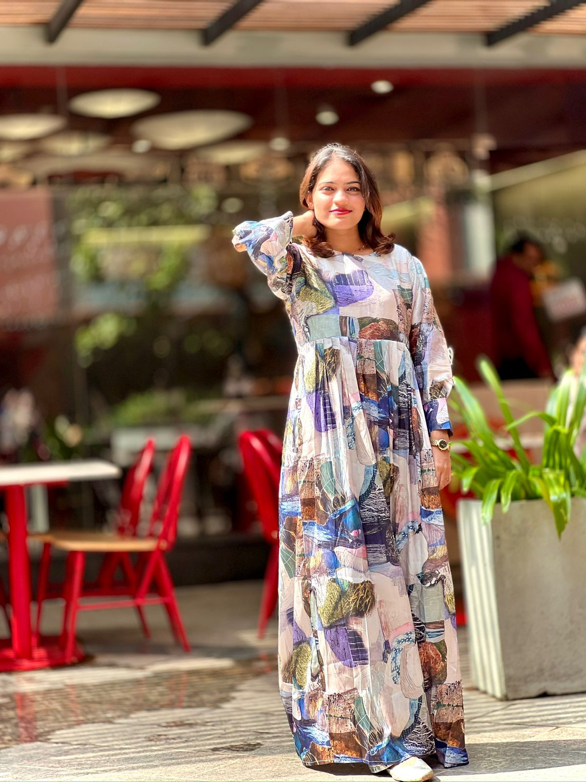 Satin Printed Maxi Dresses