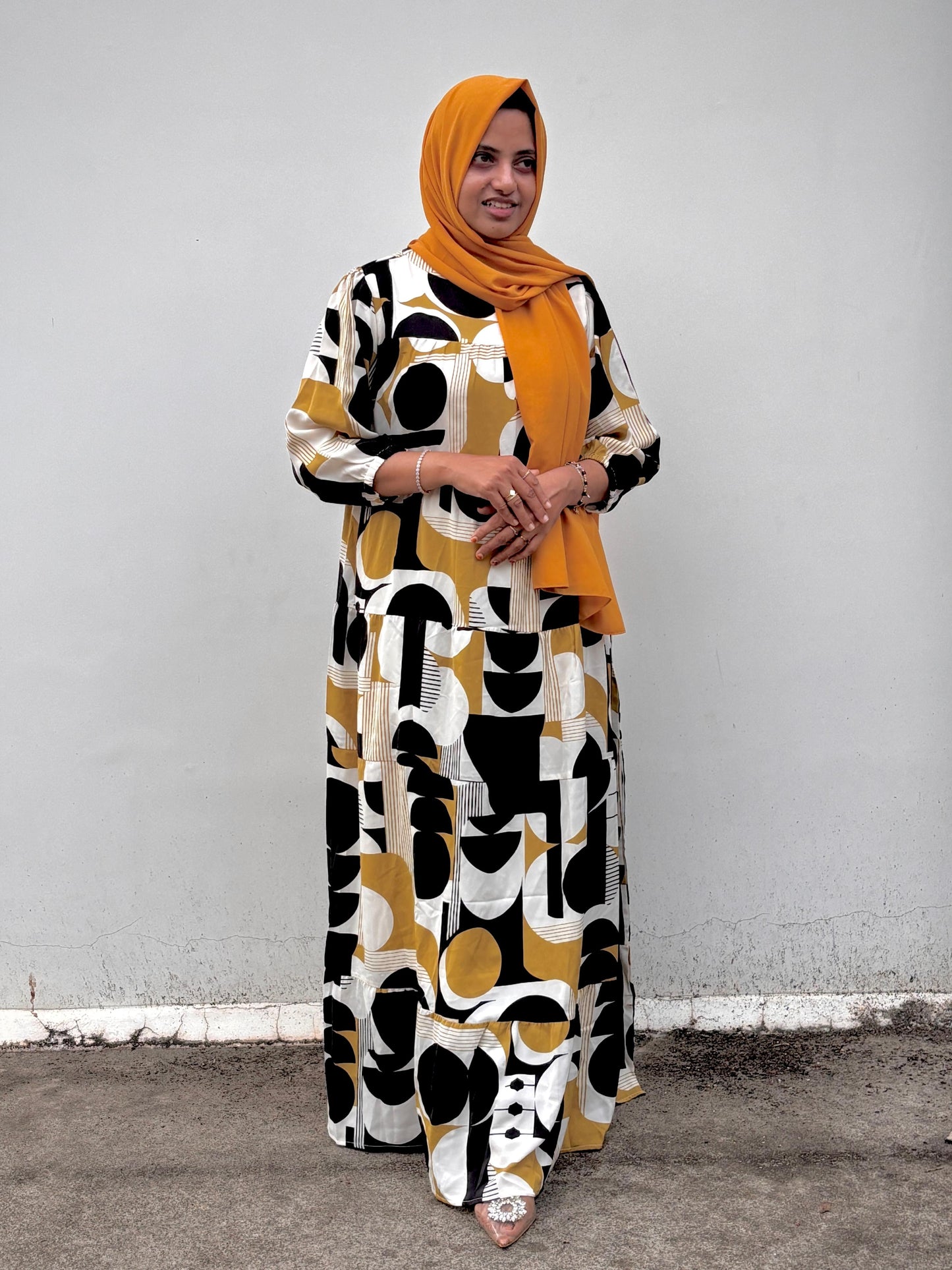 Monochrome Muse: Abstract Maxi Dress