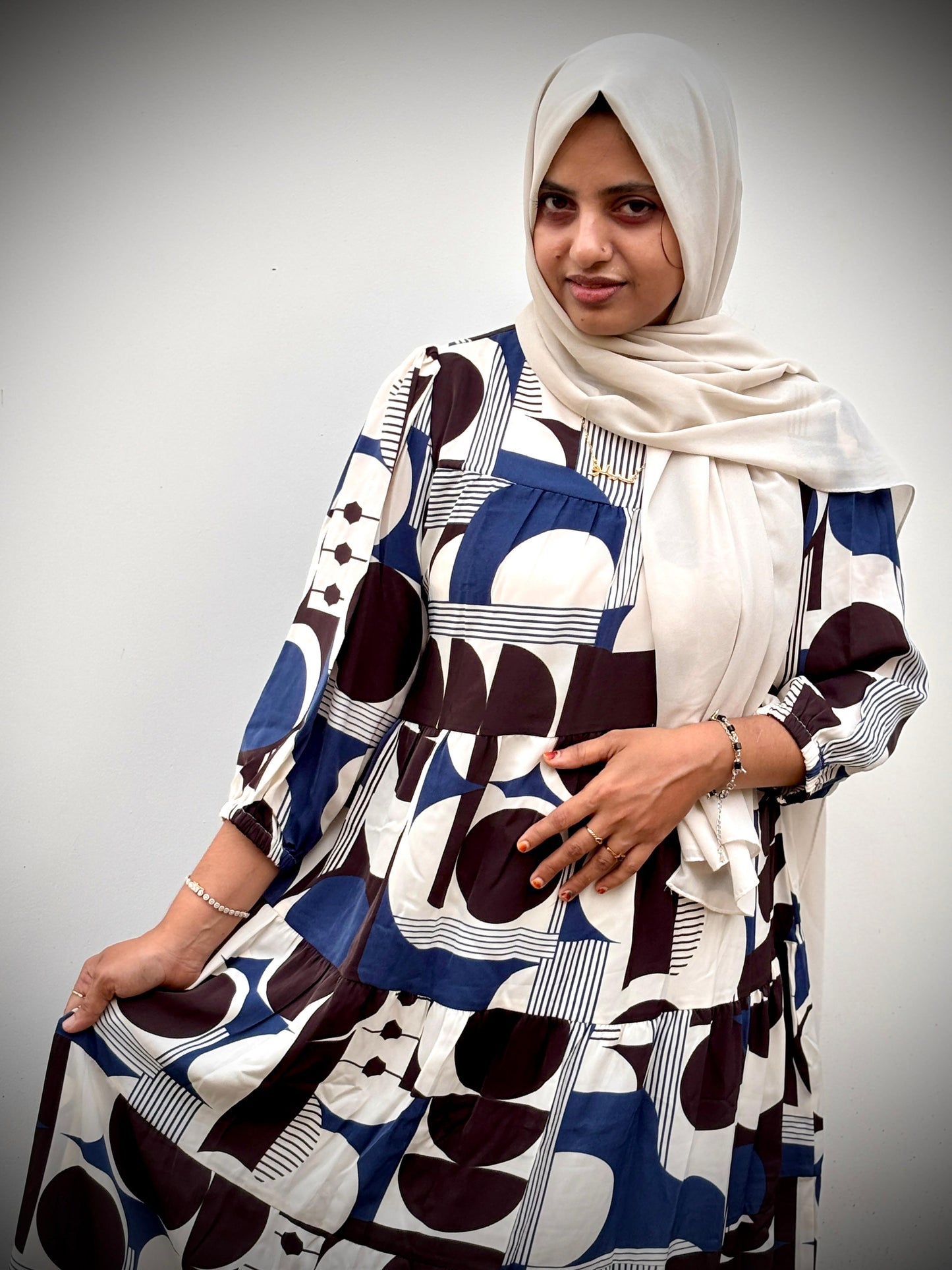 Monochrome Muse: Abstract Maxi Dress
