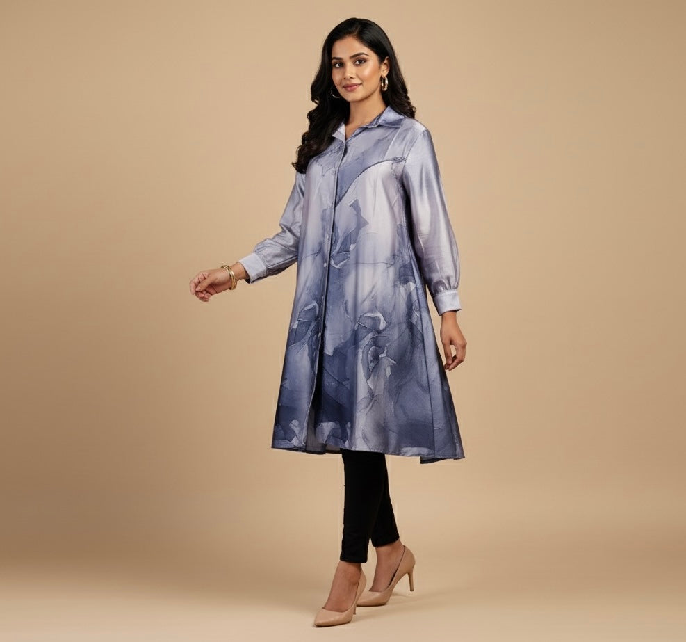 Satin top with easy button access – perfect for nursing moms!