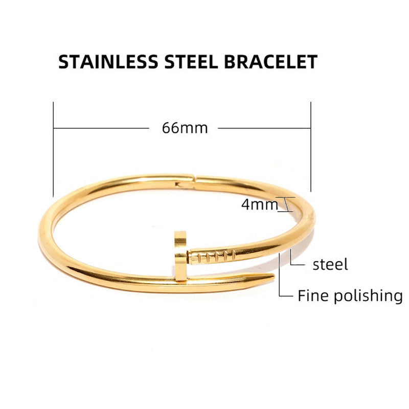 Gold-Plated Stainless Steel Nail Bracelet – Anti-Tarnish Finish