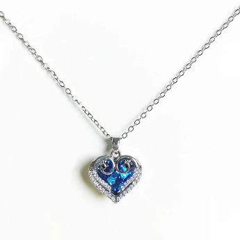 Gold-Plated Blue Heart Pendant – Anti-Tarnish Stainless Steel