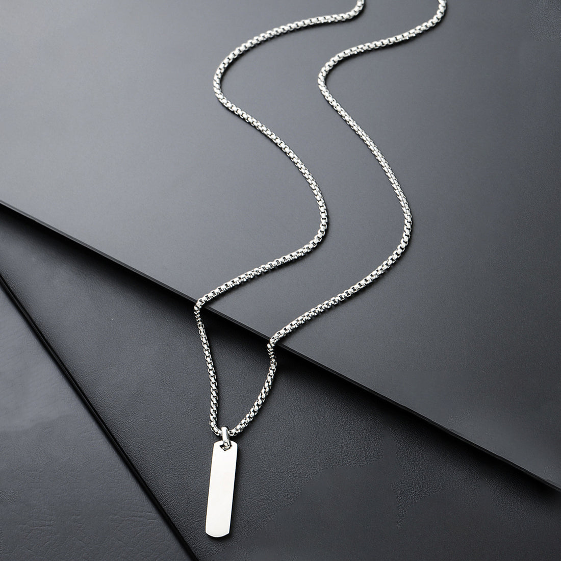 Silver Plated Stainless Steel Anti Tarnish Rectangular Hip Hop Party Pendant For Men