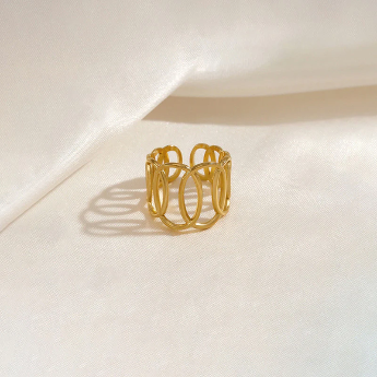 Gold-Plated Endless Loops Adjustable Ring – Anti-Tarnish Stainless Steel