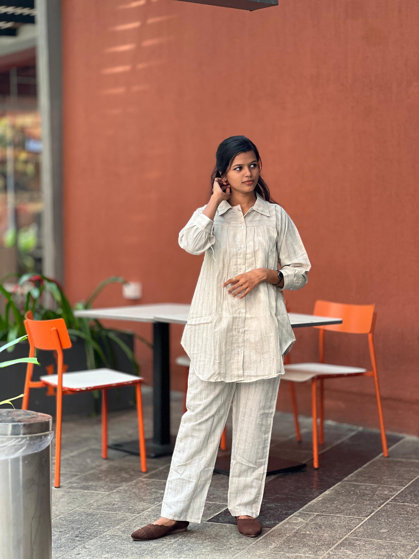 Elegant Beige Linen Co-ord Set