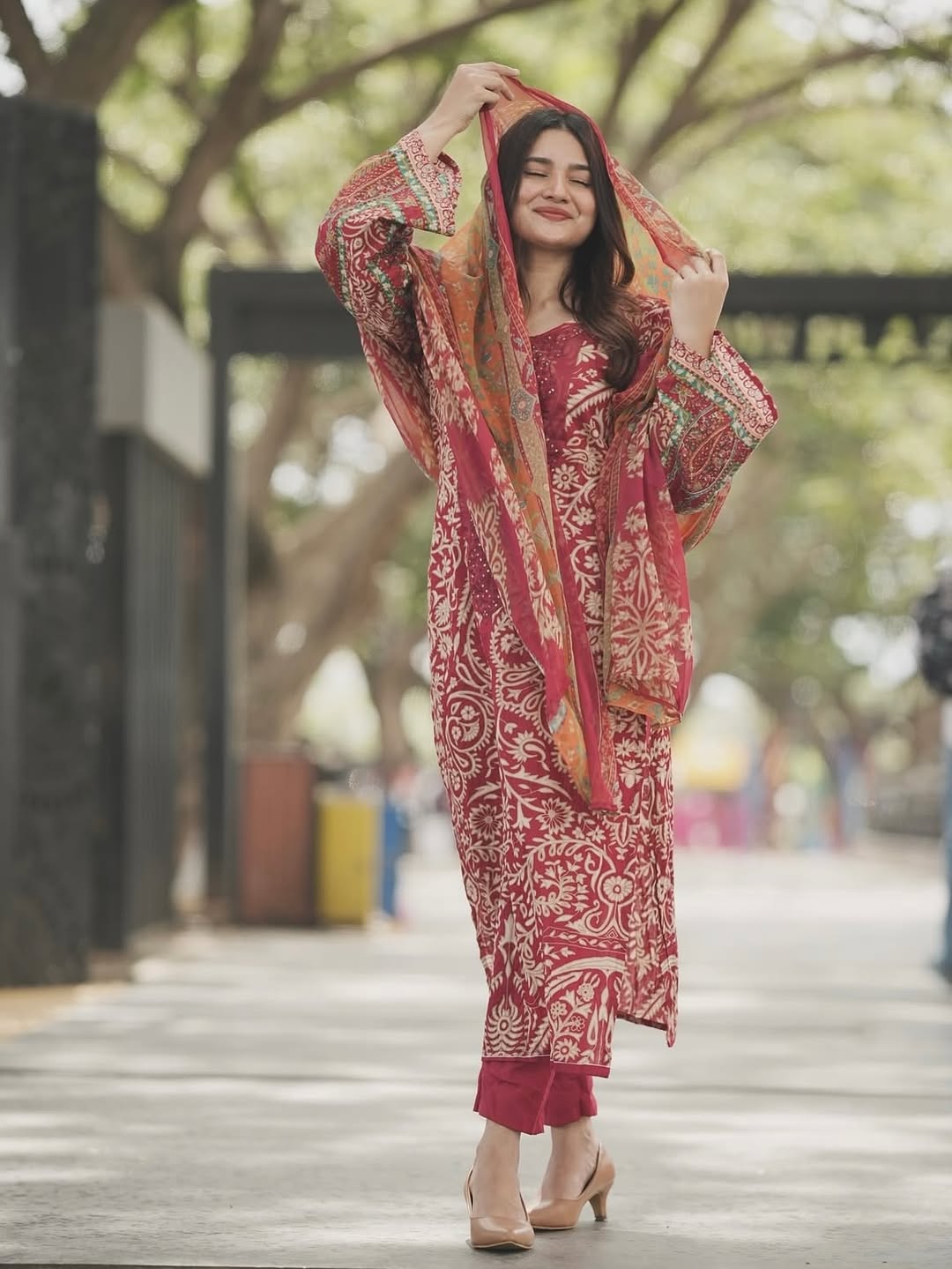 Maroon Pure Cotton Print Pakistani Suits