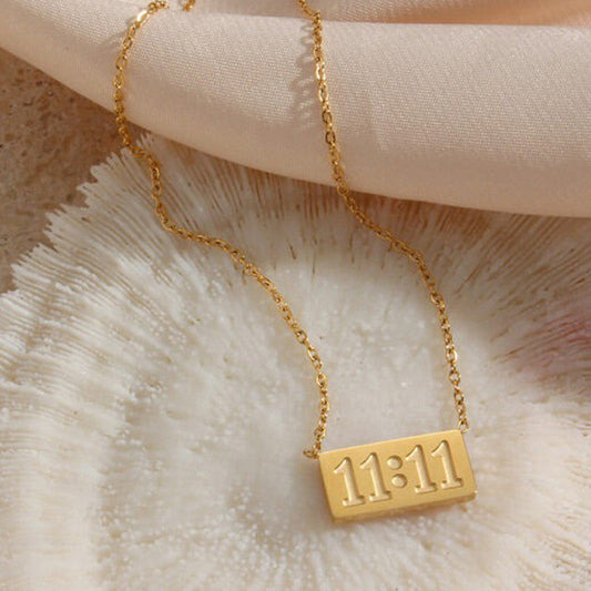 Gold-Plated 11:11 Angel Number Pendant Necklace