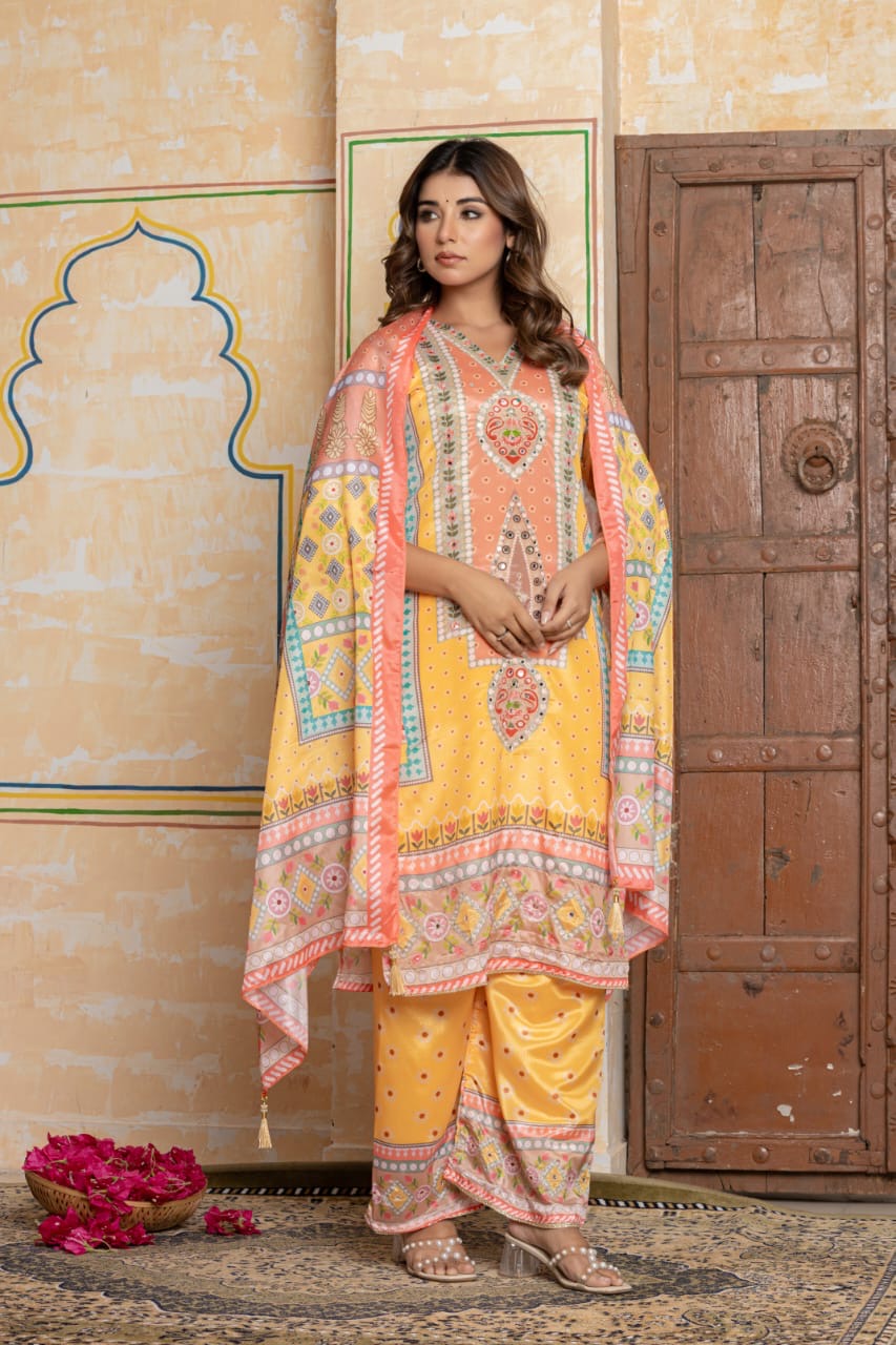 Elegant Pure Chinon Silk Suit Set