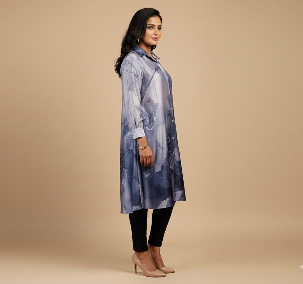 Satin top with easy button access – perfect for nursing moms!
