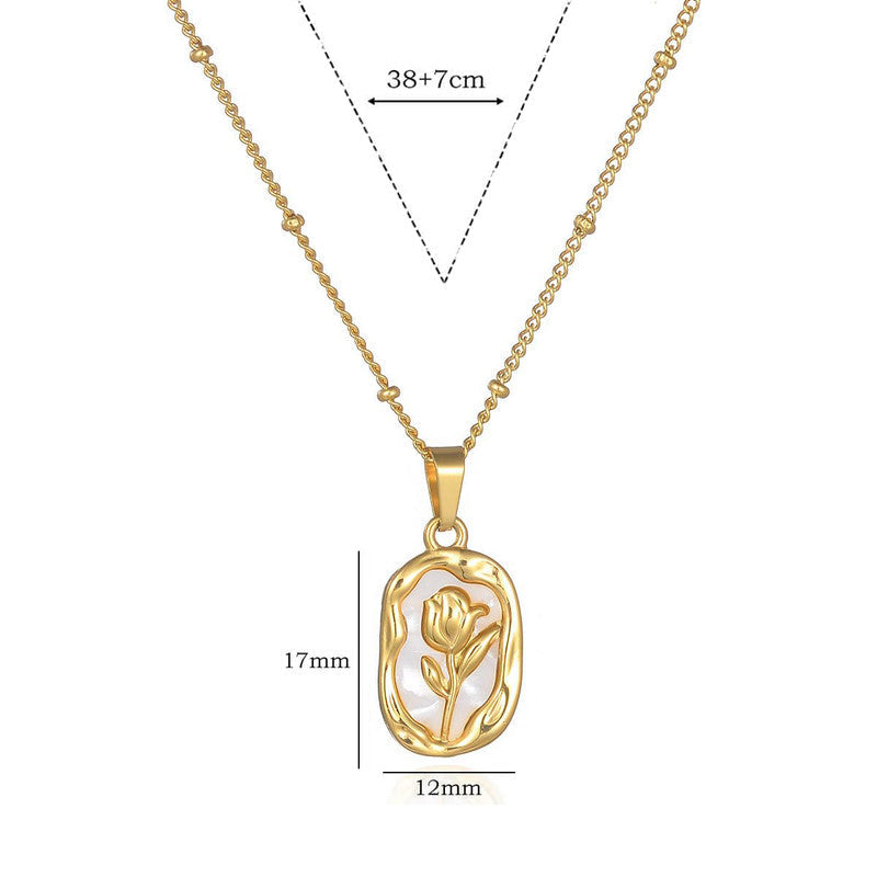 Gold-Plated Rose Pendant Necklace – Anti-Tarnish Finish