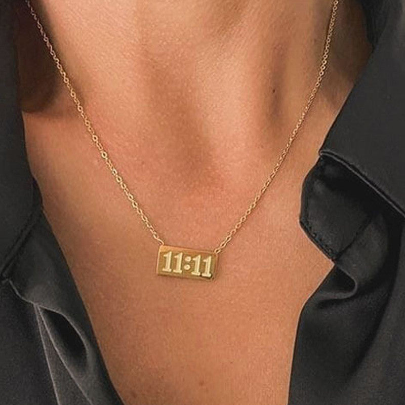 Gold-Plated 11:11 Angel Number Pendant Necklace