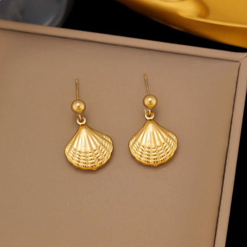Gold-Plated Shell Drop Earrings – Anti-Tarnish Stainless Steel