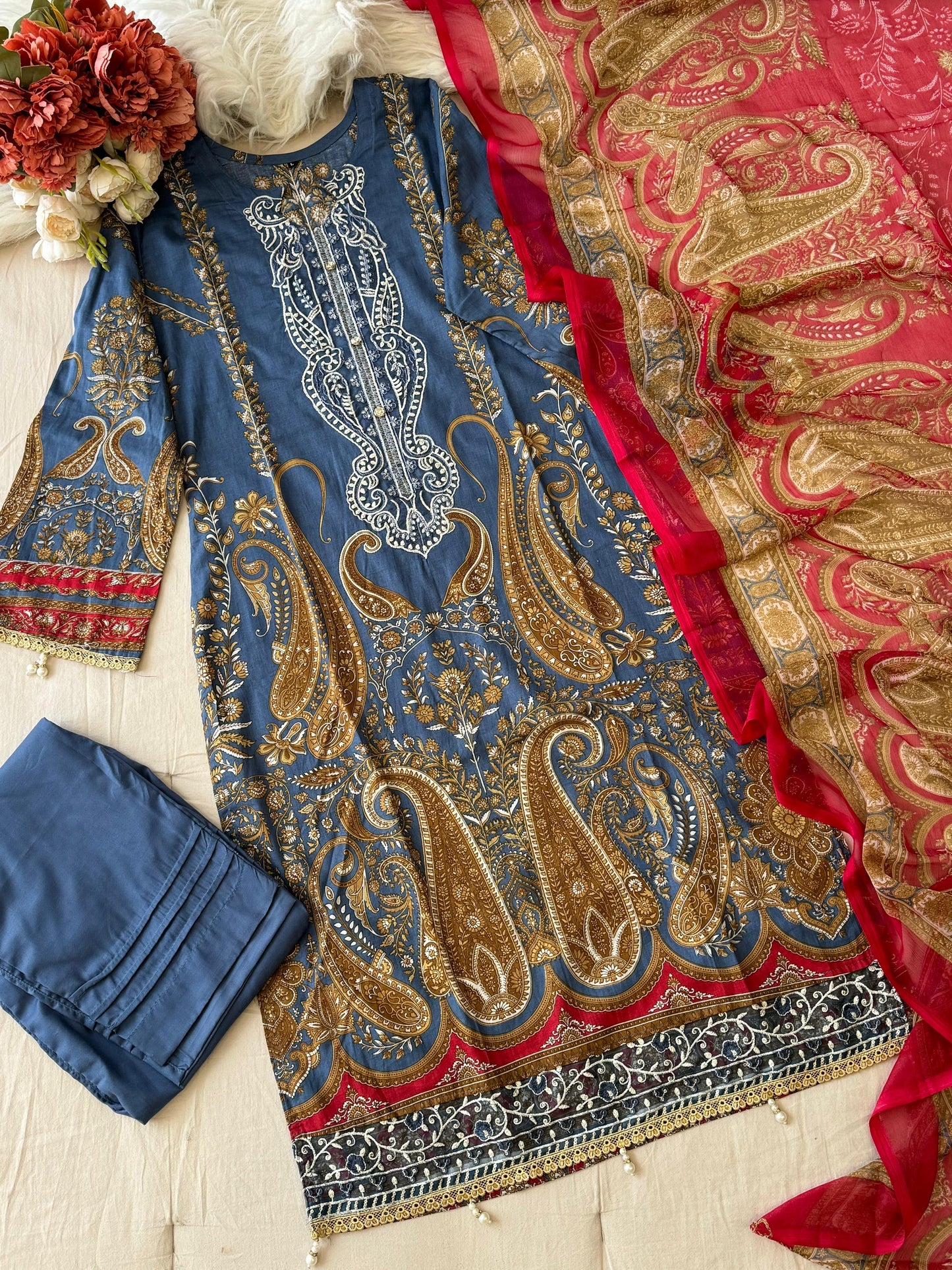 Elegance made easy ✨ A beautifully stitched set with vibrant prints and stunning detailing.