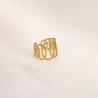 Gold-Plated Endless Loops Adjustable Ring – Anti-Tarnish Stainless Steel