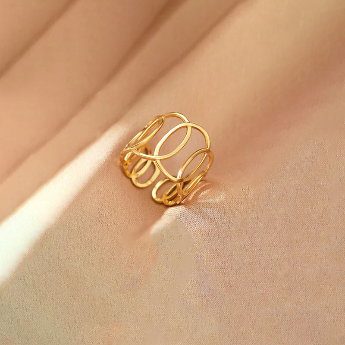 Gold-Plated Endless Loops Adjustable Ring – Anti-Tarnish Stainless Steel