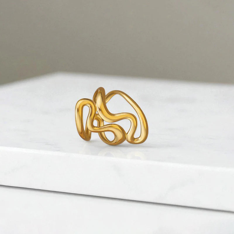 Gold Plated Anti-Tarnish Stainless Steel Irregular Contemporary Ring