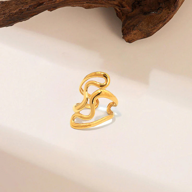 Gold Plated Anti-Tarnish Stainless Steel Irregular Contemporary Ring