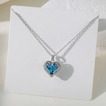 Gold-Plated Blue Heart Pendant – Anti-Tarnish Stainless Steel