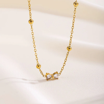 Gold-Plated Bow Pendant – Anti-Tarnish Stainless Steel