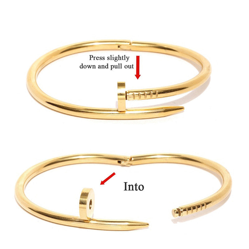 Gold-Plated Stainless Steel Nail Bracelet – Anti-Tarnish Finish