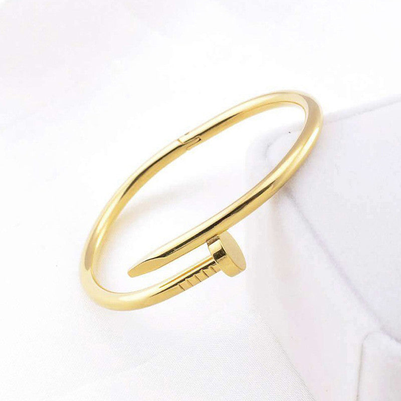 Gold-Plated Stainless Steel Nail Bracelet – Anti-Tarnish Finish