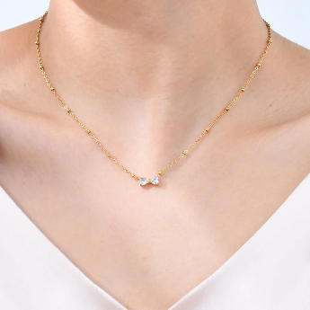 Gold-Plated Bow Pendant – Anti-Tarnish Stainless Steel