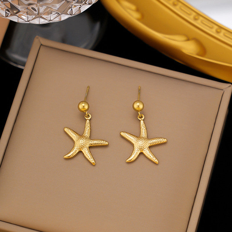 Gold-Plated Star Drop Earrings – Anti-Tarnish Stainless Steel