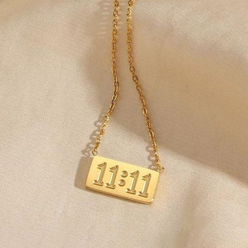 Gold-Plated 11:11 Angel Number Pendant Necklace