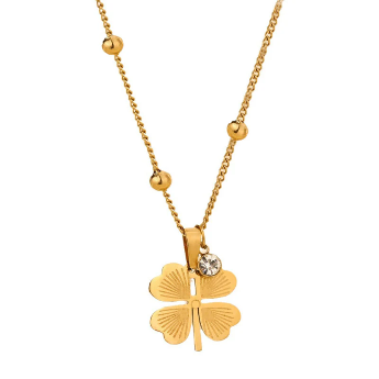 Gold-Plated Clover Pendant – Anti-Tarnish Stainless Steel