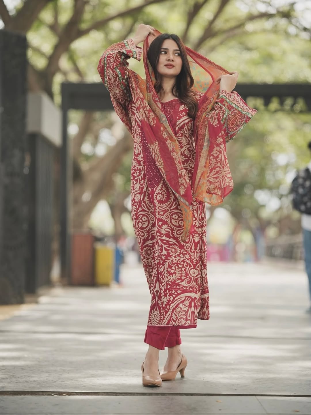 Maroon Pure Cotton Print Pakistani Suits