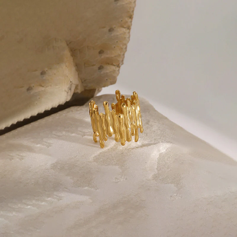 Gold-Plated Contemporary Adjustable Ring – Anti-Tarnish Stainless Steel