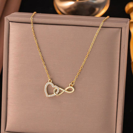 Gold-Plated Infinity Heart Pendant – Anti-Tarnish Stainless Steel