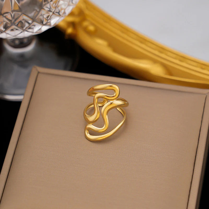 Gold Plated Anti-Tarnish Stainless Steel Irregular Contemporary Ring