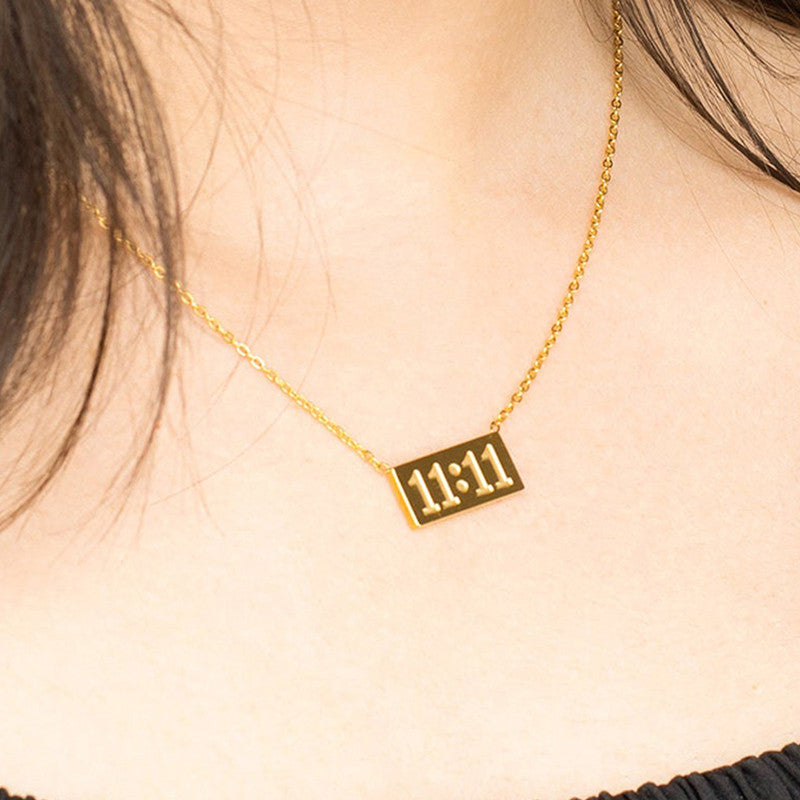 Gold-Plated 11:11 Angel Number Pendant Necklace
