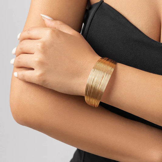 Elegant Gold-Plated Bangle Style Cuff Bracelet